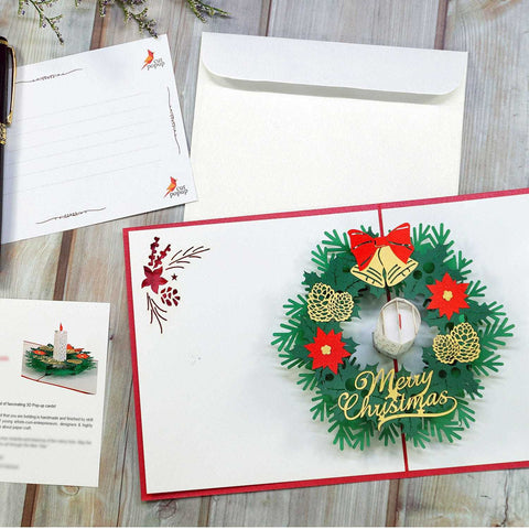 Christmas Wreaths symbol and popup card 3D