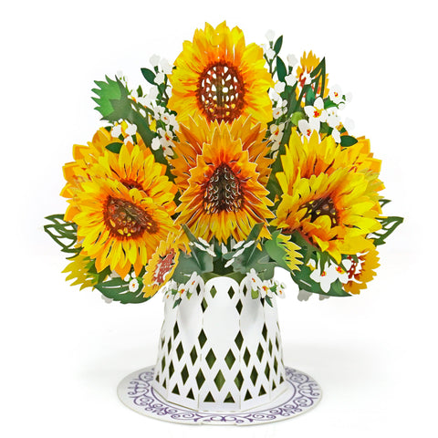 Larger and removable Flower 3D popup greeting card (11 x 11 inches)