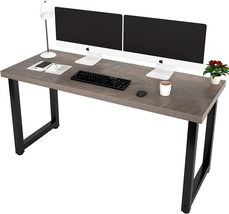 TOPSKY 59" Big Large Computer Office Desk 1.88 Thickness Desktop (White Marble Texture)
