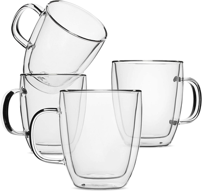 BTaT- Stackable Insulated Coffee Mug, Coffee Glass, Large, Set of 4 (1 –  SHANULKA Home Decor