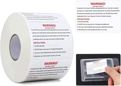  MILIVIXAY 600 Pieces Wax Melt Warning Labels Candle Warning  Labels Candle Warning Stickers for Clamshell, 1.8 x 1.5 inches