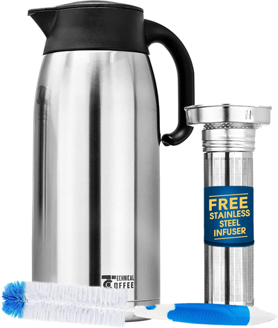  Thermal Coffee Carafe Stainless Steel - Heavy Duty, 24hr Lab  Tested Heat Retention, 2 Liter 68oz Insulated Coffee Thermos, Water &  Beverage Dispenser, Premium Grade Thermal Pot by Pykal -Silver: Home