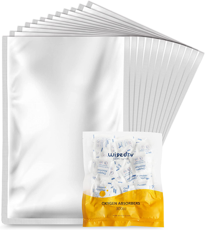 wisedry Mylar Bags 5 Gallon 12 Pack, Paired with 24 Pack 1000cc  Oxygen Absorbers for Long Term Food Storage, Heat Sealable, Food Grade and  Light Proof : Health & Household
