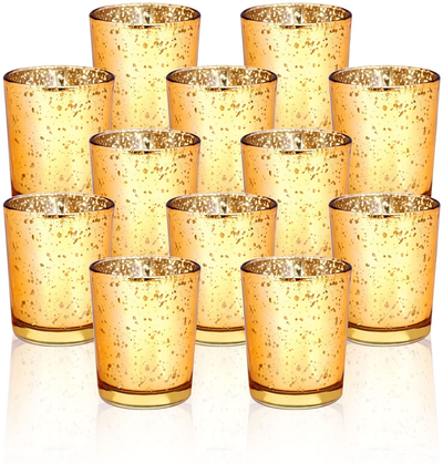 LETINE Gold Votive Candle Holders Set of 36 - Speckled Mercury
