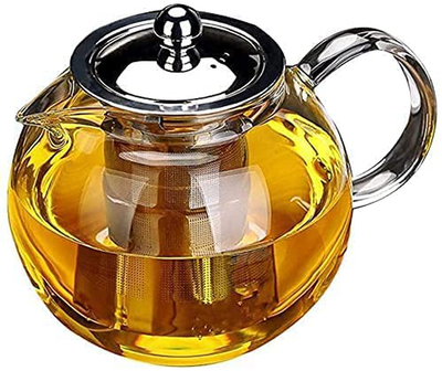 CnGlass Glass Teapot with Removable Stainless Steel Infuser,Stovetop Safe  Glass Tea Kettle,Blooming Loose Leaf Tea Maker(1200ML/40.6OZ) 