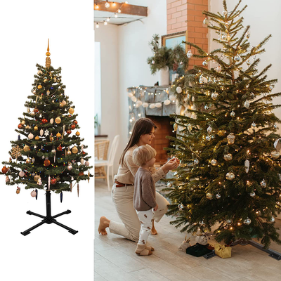 Barcetine Foldable Christmas Tree Stand - Heavy Duty Xmas Tree Stand Base for 6-8 FT Artificial Trees - Stainless Steel Metal Christmas Tree Holder for Home Party Decoration
