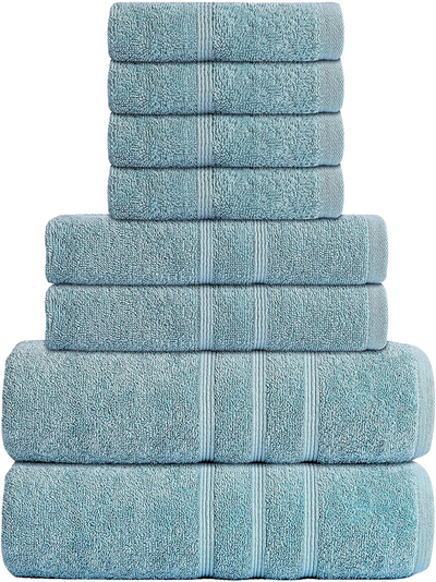 6 Piece Towel Set, 2 Teal Bath Towels, 2 Teal Hand Towels, 2 Teal wash  Cloth, Cotton Towels for Bathroom, Luxury Soft and Absorbent Bathroom Towels,  Blue Teal Towel Sets