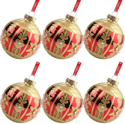 Christmas Ornaments Ball 3.15" Red Christmas Tree Decorations Seamless Beautiful Painted Glass Christmas Balls Hanging Balls Ornaments for Xmas Tree Holiday Wedding Party Home Decor - 9 Pcs