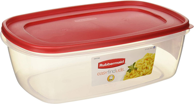 Rubbermaid Easy Find Lid Square 1.5 Gallon Food Storage Container, 2 Pack, 24 Cup, Clear/Red