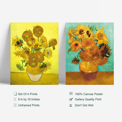 YASEN Van Gogh Canvas Wall Art Posters and Prints of Famous Painting Abstract Wall Art Prints Unframed Art 8x10 Vincent Van Gogh Poster Artwork (4 Pack A)