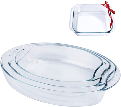 HUSANMP Set of 6pcs Tempered Nesting Glass Bakeware Set, Glass Baking  Dishes with BPA Free Lids for Oven, Refrigerator and Dishwasher Safe