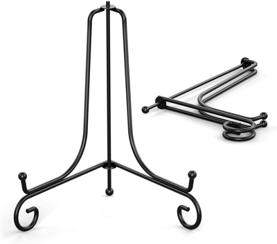 Fasunry 2 Pack Upgraded Plate Display Stands, 12 Inch Anti-Slip Iron Photo Holder  Stands Book Display Stands, Compatible 13 to 18 Inch Decorative Plat