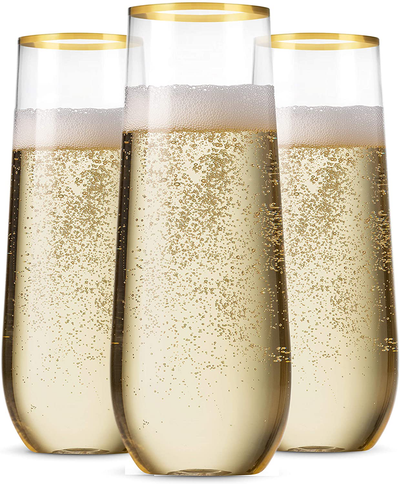 4 Pack Stemless Double-insulated Wine Tumbler Champagne Flutes, 6 OZ  Reusable Cocktail Cups Unbreakable Champagne Toasting Glasses with Lids