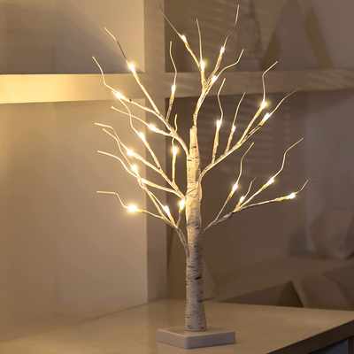 4FT Birch Tree Lighted Warm White Lights Timer Remote 8 Flashing Modes –  SHANULKA Home Decor