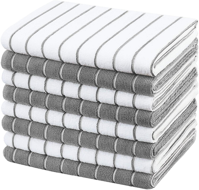 HYER KITCHEN Microfiber Kitchen Towels - Super Absorbent, Soft and Solid  Colour Dish Towels for Kitchen, 8 Pack, 70cm x 46cm , Checkboard Designed,  Grey by HYER KITCHEN - Shop Online for