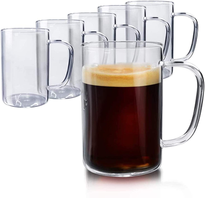 Godinger Italian Glass Coffee Mugs, Set of 4, 10oz - mugginns