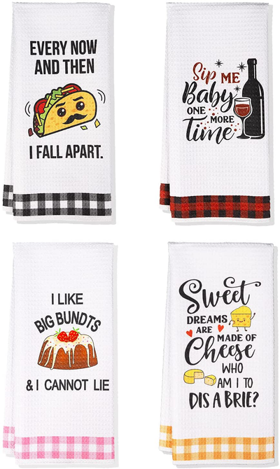 Funny Kitchen Towels and Dishcloths Sets of 4 - Dish Towels for Washin –  SHANULKA Home Decor