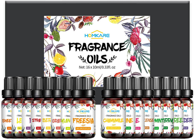 Fruity Essential Oils Set - Top 14 Fragrance Oil for Diffusers, Candle Making Includes Strawberry, Apple, Pineapple, Cucumber Melon, Cherry, Mango, Le