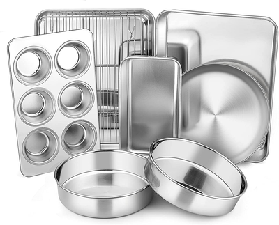 Elbee Home 8 Piece Stack 'n' Store Baking Set, Patented Space