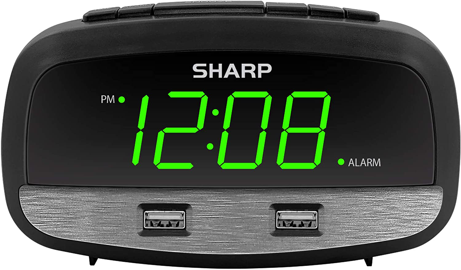 Sharp Digital Clock with Alarm and Dual USB FastCharge Charging Ports - Charge Your Phone Bedside - Battery Back-up - Easy to Use