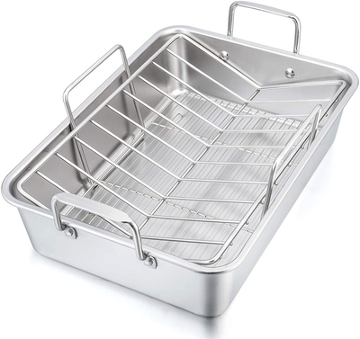 Nifty 3-Tier Nonstick Stainless Steel Oven Rack & Roaster 