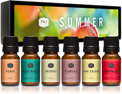 P&J Trading Holiday Set of 6 Fragrance Oils Mistltoe, Candy Cane,  Wintermint, Apple Cider, Cranberry, Forest Pine 