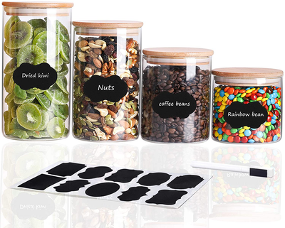 Lawei Set of 10 Glass Food Jars with Bamboo Lids - Food Storage Jars G –  SHANULKA Home Decor