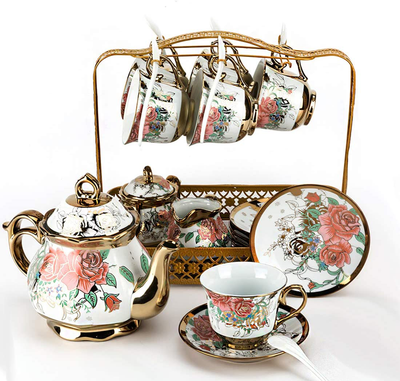 fanquare 15 Pieces Porcelain Tea Sets British Royal Series,Blue Vintag –  SHANULKA Home Decor