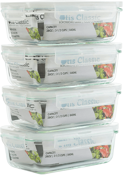 M MCIRCO [5-Packs, 36 oz.] Glass Meal Prep Containers with Lifetime Lasting Snap Locking Lids Glass Food Containers,Airtight Lunch