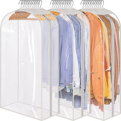 SLEEPING LAMB Hanging Closet Cover for Storage Dustproof Shoulder Cover  Garment Protector for Clothes, Coats, Suits, Dresses, 2 Pack, White