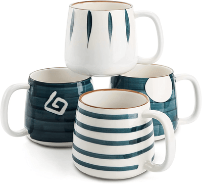 Mora Ceramics 12oz Coffee Mug Set of 4 - Ceramic Tea Cups with Handle –  SHANULKA Home Decor