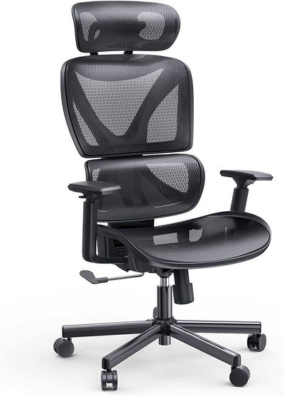 SAMOFU Ergonomic Office Chair with Foot Rest, High Back Desk Chair with 3D  Adjustable Backrest, Mesh Computer Chair with 5D Armrest and Breathable