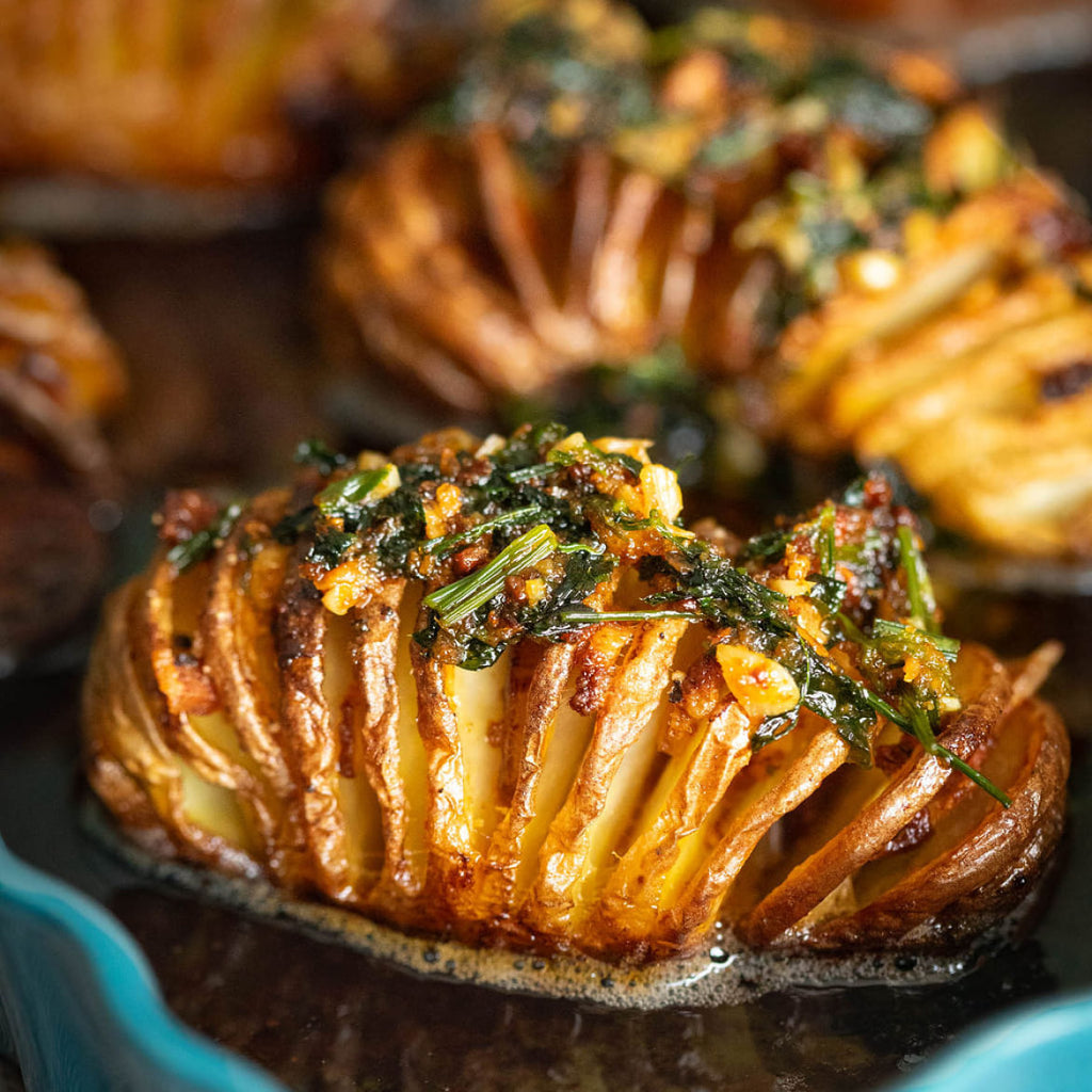 Spiced Bacon Hasselback Potatoes