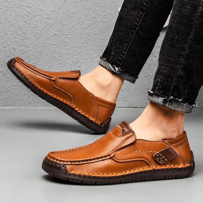 Mocasines Voltem de piel con suela de goma para hombre - Confort ortopédico