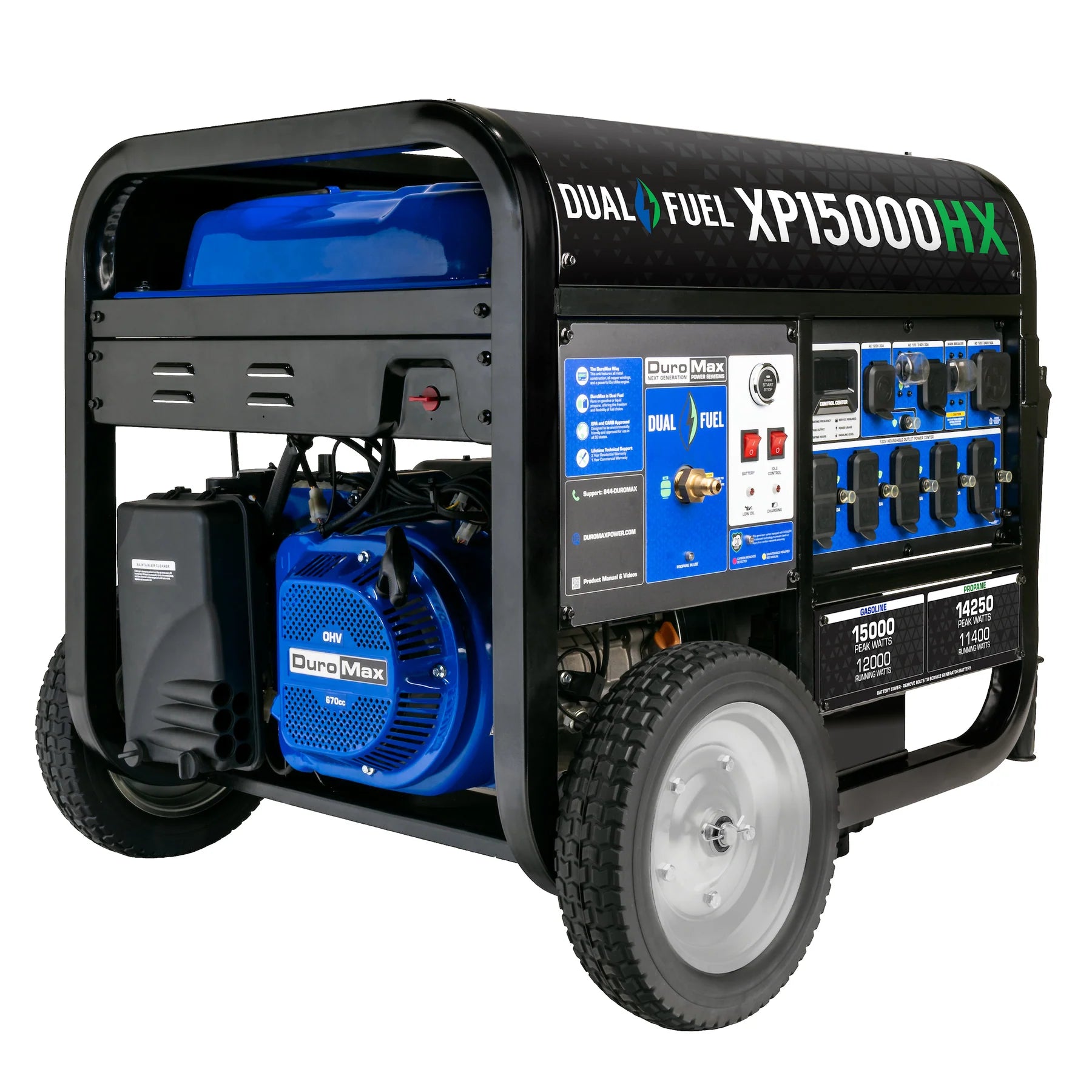 DuroMax XP15000HX Electric Start Dual Fuel Portable Generator