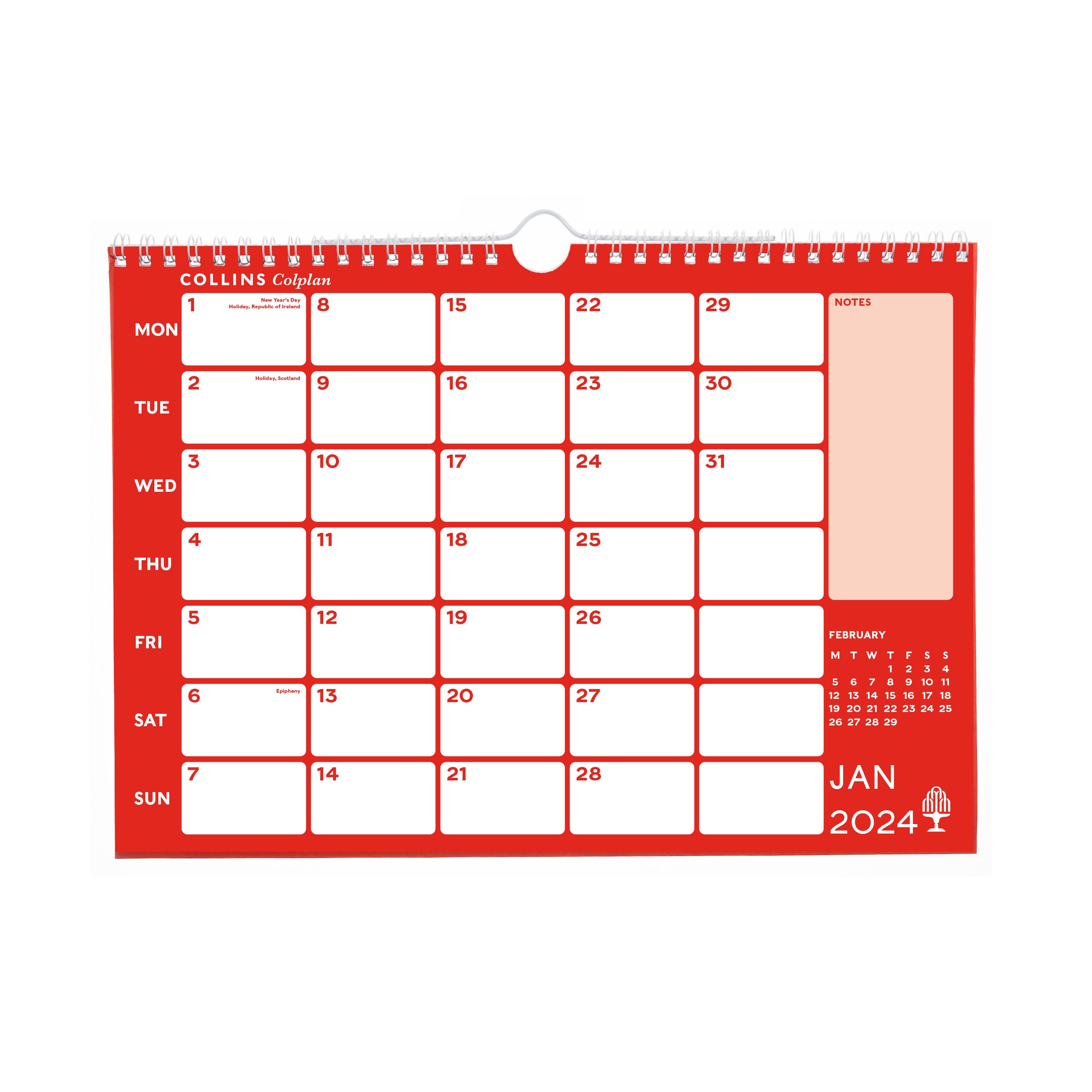 Collins Colplan 2024 A4 Wiro Monthly Memo Calendar (CMCA424