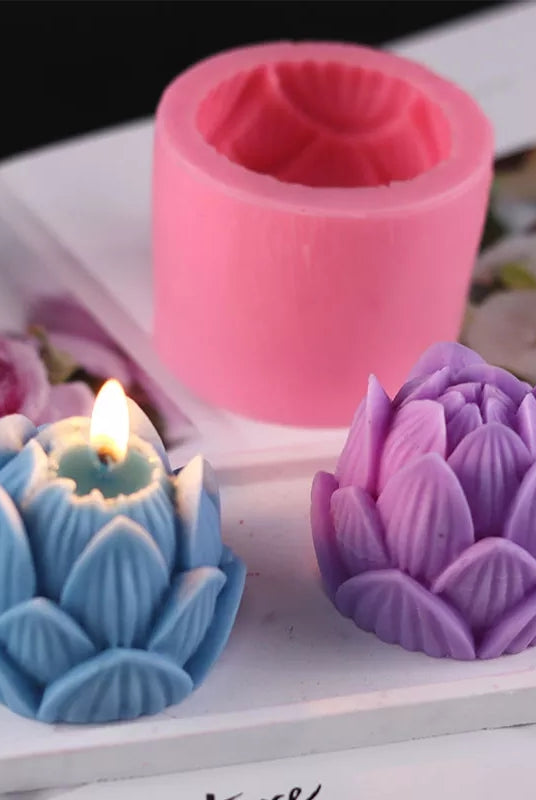 1pc Lotus Shaped Candle Silicone Mold, Pink Silicone Creative Candle Mold,  Scented Candle Mold For DIY
