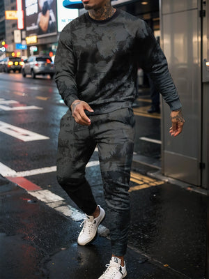 Winter and autumn 3D sportswear outdoor men's clothing set round neck hoodie long pants set casual fitness basketball suit - Katertomyman Men & Women Shop