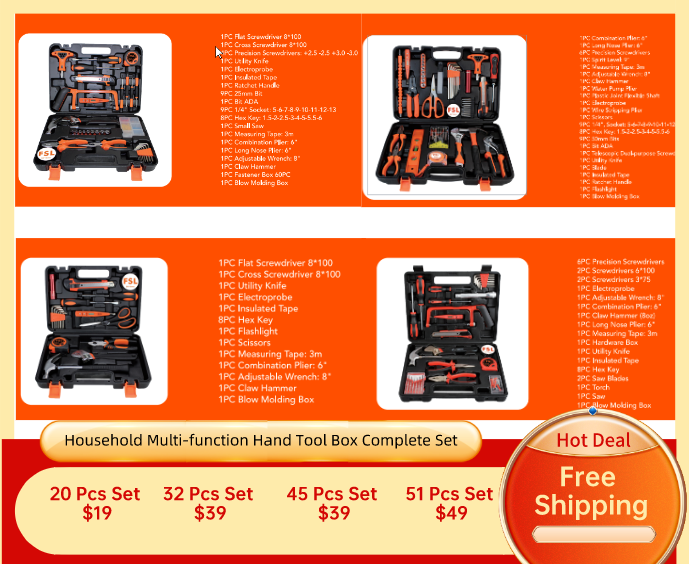 Never be without the right tool again with the FSL 32 Pcs Household Multi-function Tool Box. This comprehensive set comprises 32 different tools, each designed for a specific function, making it an essential addition to any household. This tool box set provides everything you need for basic household repairs, DIY projects, or professional work. Designed with durability in mind, each tool is made from high-quality materials that ensure longevity. Its compact design and practical carrying case provide convenience and easy mobility. Ideal for homeowners, hobbyists, and professional handymen alike. The FSL 32 Pcs Household Multi-function Tool Box includes a variety of tools including pliers, a hammer, a screwdriver set, a measuring tape, and more. Each tool fits snugly into its designated slot in the sturdy tool box, keeping everything organized and easy to find. Use this tool box to take on any challenge, from simple repairs to complex projects.