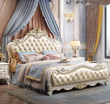 Our X06 European Luxurious Black and White Tufted Rococo 7 Piece Bedroom Set is the epitome of comfort and luxurious design. Crafted with high-quality materials, each piece in this set showcases detailed carvings, a black and white tufted design, and rococo style embellishments. These elements come together to create a stunning bedroom set that exudes elegance. The 7 pieces include a beautifully crafted bed frame, two matching side tables, a vanity table with an accompanying mirror, and a complementary chest of drawers. Each piece is designed with ample storage space to meet your needs while adding a stylish touch to your bedroom. The black and white tufted design is a luxurious touch that gives a rich and sumptuous feel, fitting for any grand bedroom. Turn your bedroom into a getaway with this luxurious bedroom set. The rococo style evokes an old-world charm and romance, making your room a soothing and relaxing space. It's much more than a bedroom set - it's a statement. With our X06 European Luxurious Black and White Tufted Rococo 7 Pieces Bedroom Set, immerse yourself in luxury and comfort every day.