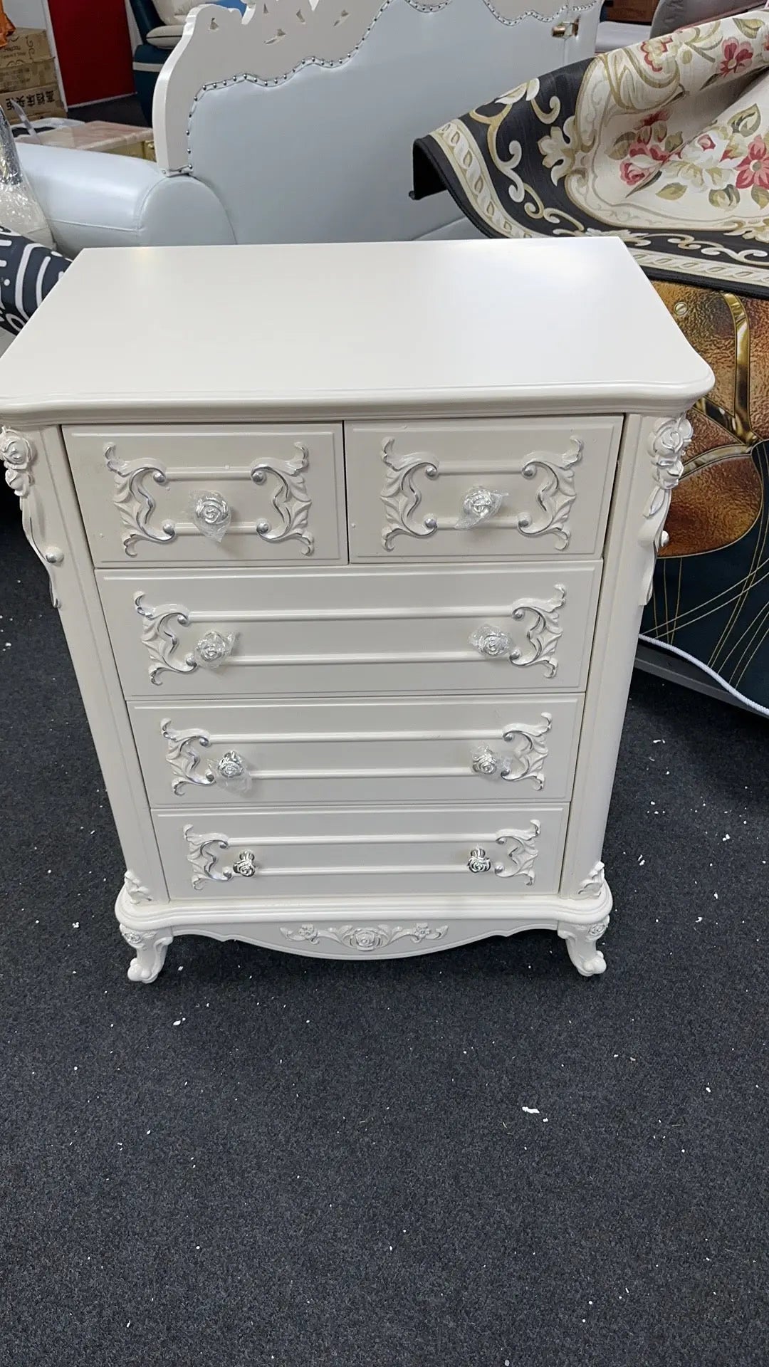 910 Luxury Vintage Style five drawers tallboy - Super Outlets