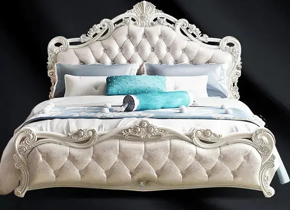 X15 Luxury Vintage White frame/White Leather Royal Bed - Super Outlets