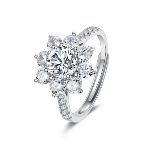 1 Carat Sunflower 925 Silver Moissanite Stone Ring Yorkerla Jewellery