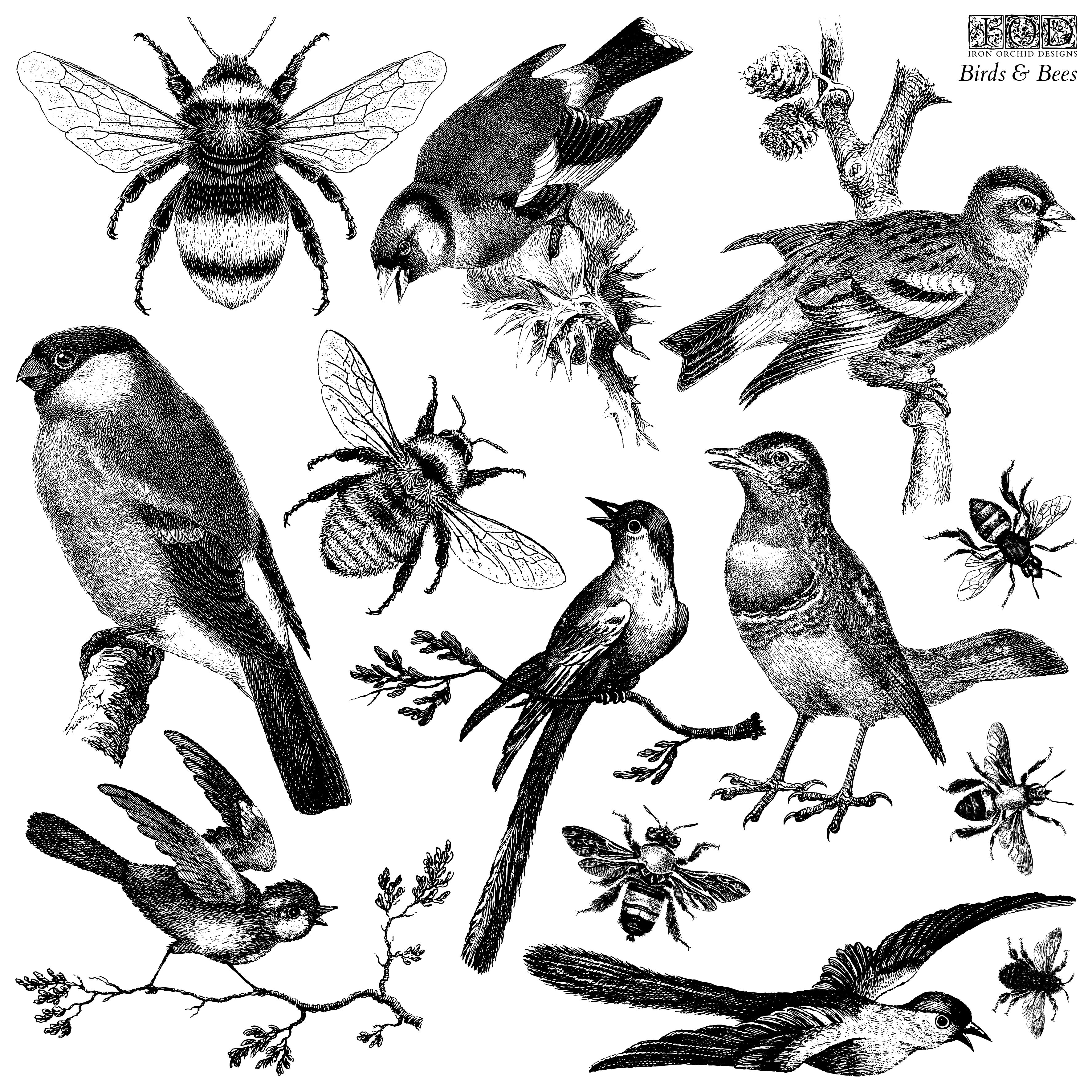  Birds & Bees IOD Stamp 