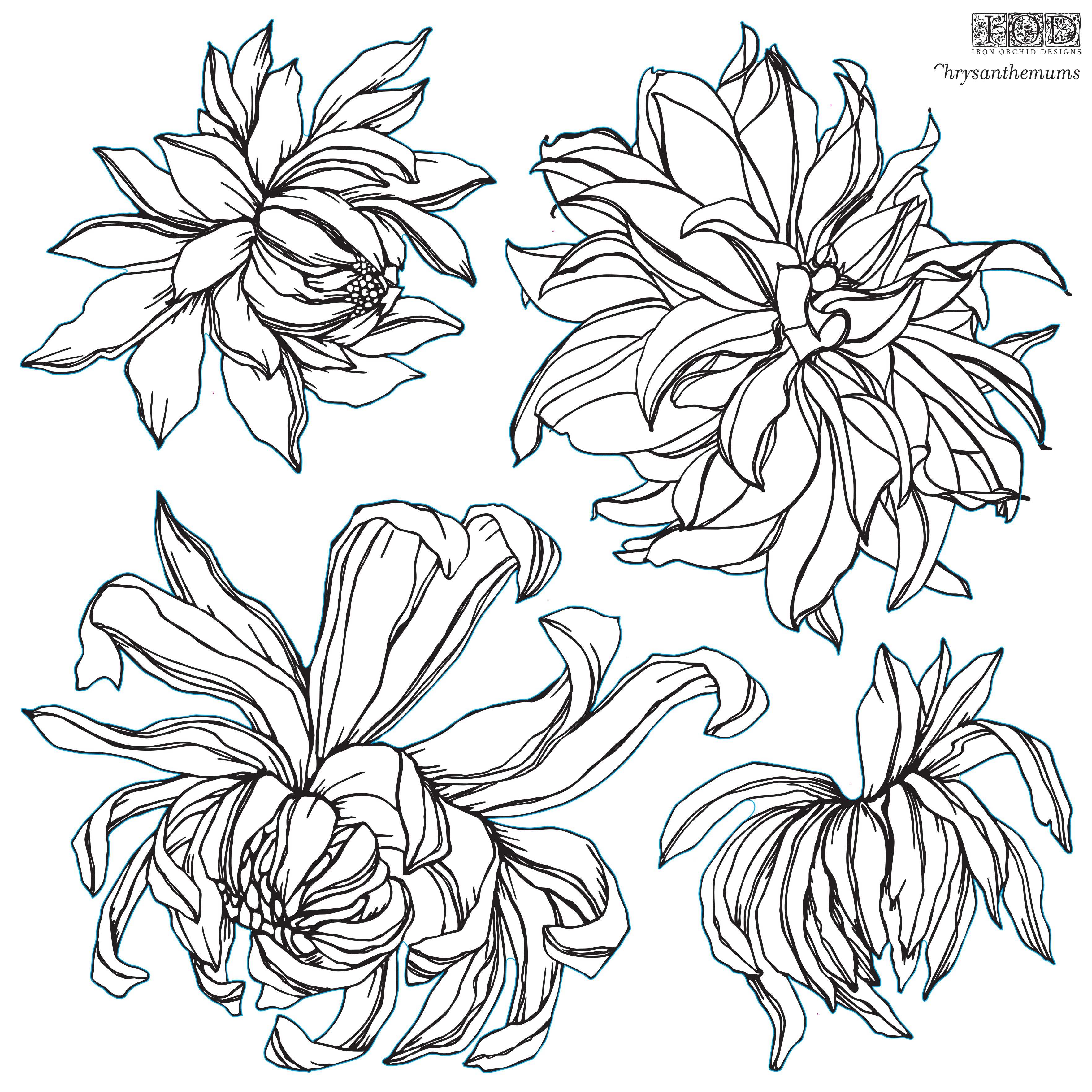  Chrysanthemum IOD Stamp - 2 sheets- Iron Orchid Designs 