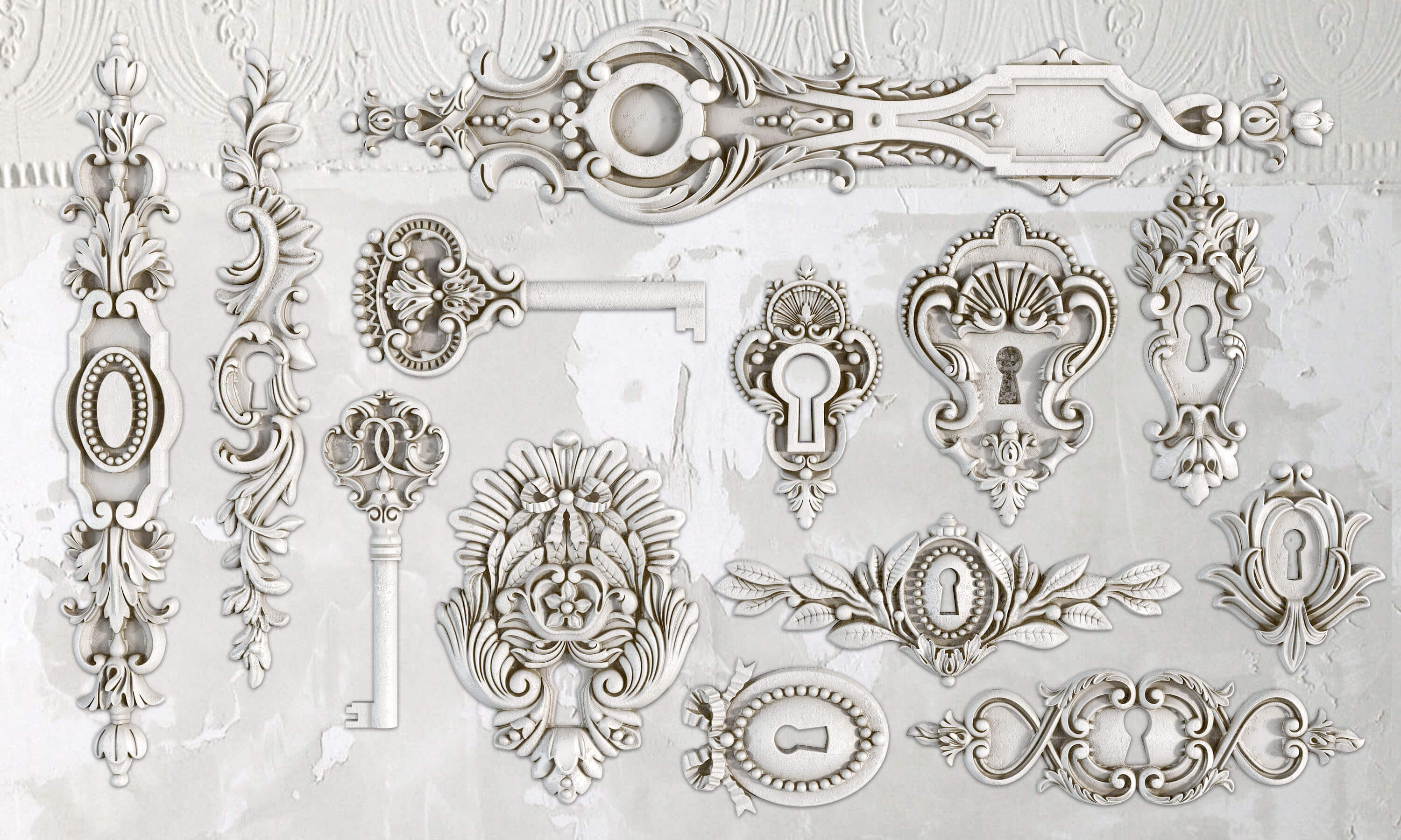  Lock and Key 6X10 Moulds - Iron Orchid Design 