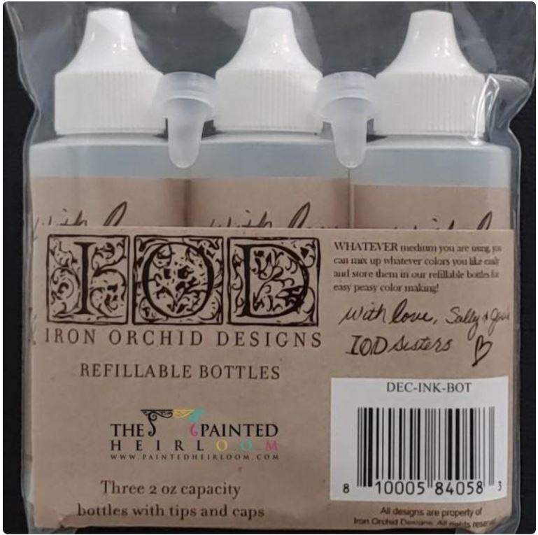  Decor Ink Empty Bottles 2 oz, Set of Three - Iron Orchid Designs 