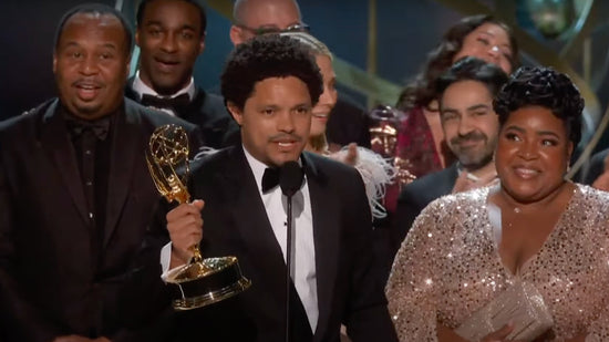 Trevor Noah & team accepting the Emmy for Outstanding Talk Series at The Emmy's.