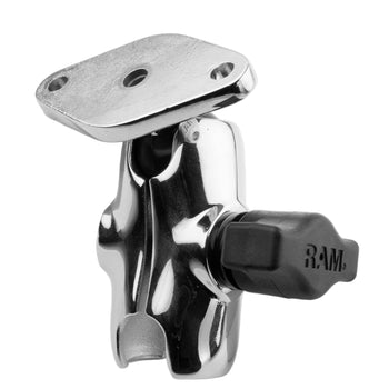 RAM<sup>®</sup> Chrome Double Socket Arm with Diamond Plate - Short Arm