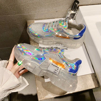 platform sneakers holographic
